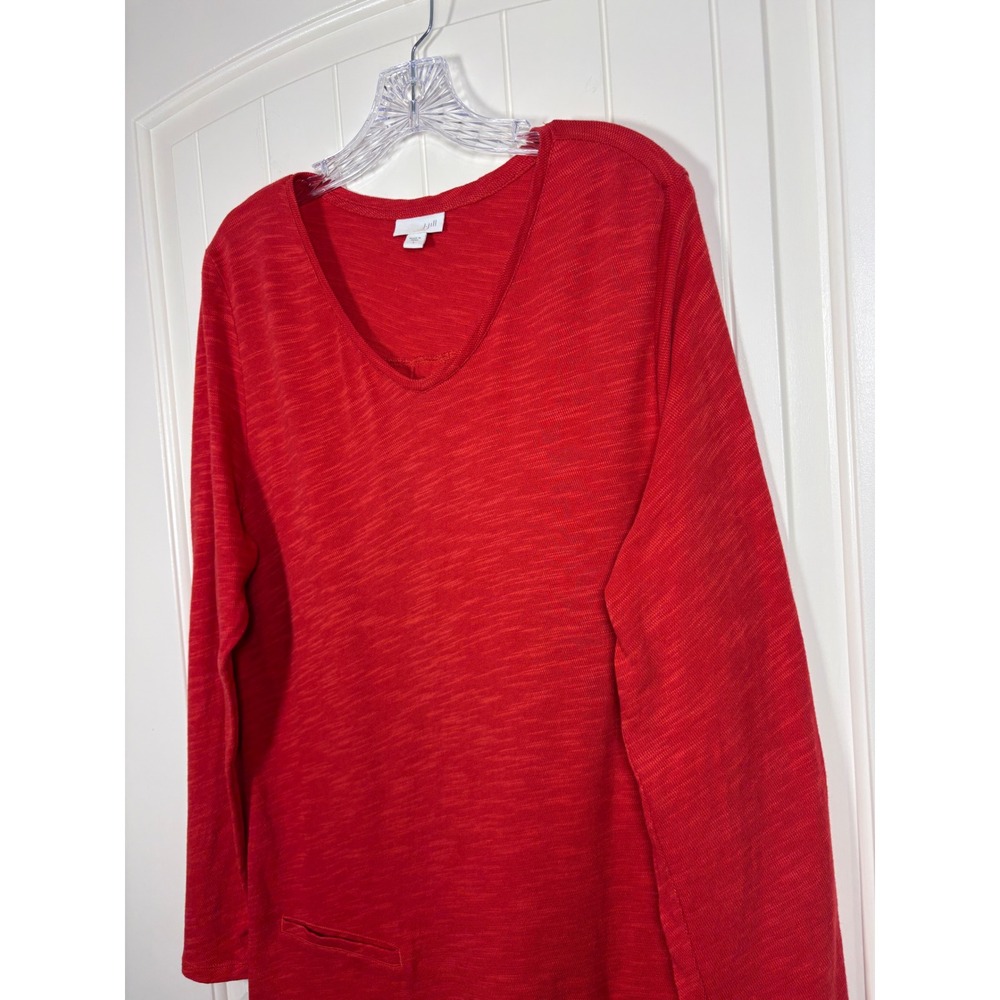 J. Jill Womens Red Slub Knit V-Neck Long Sleeve Tunic with Pockets L Transition - Picture 4 of 7